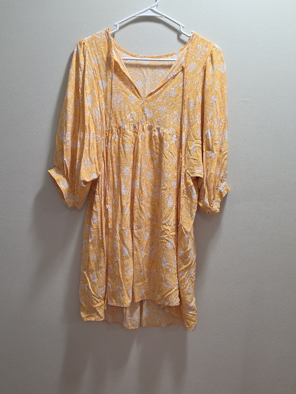 Yellow Floral Boho Tunic Dress